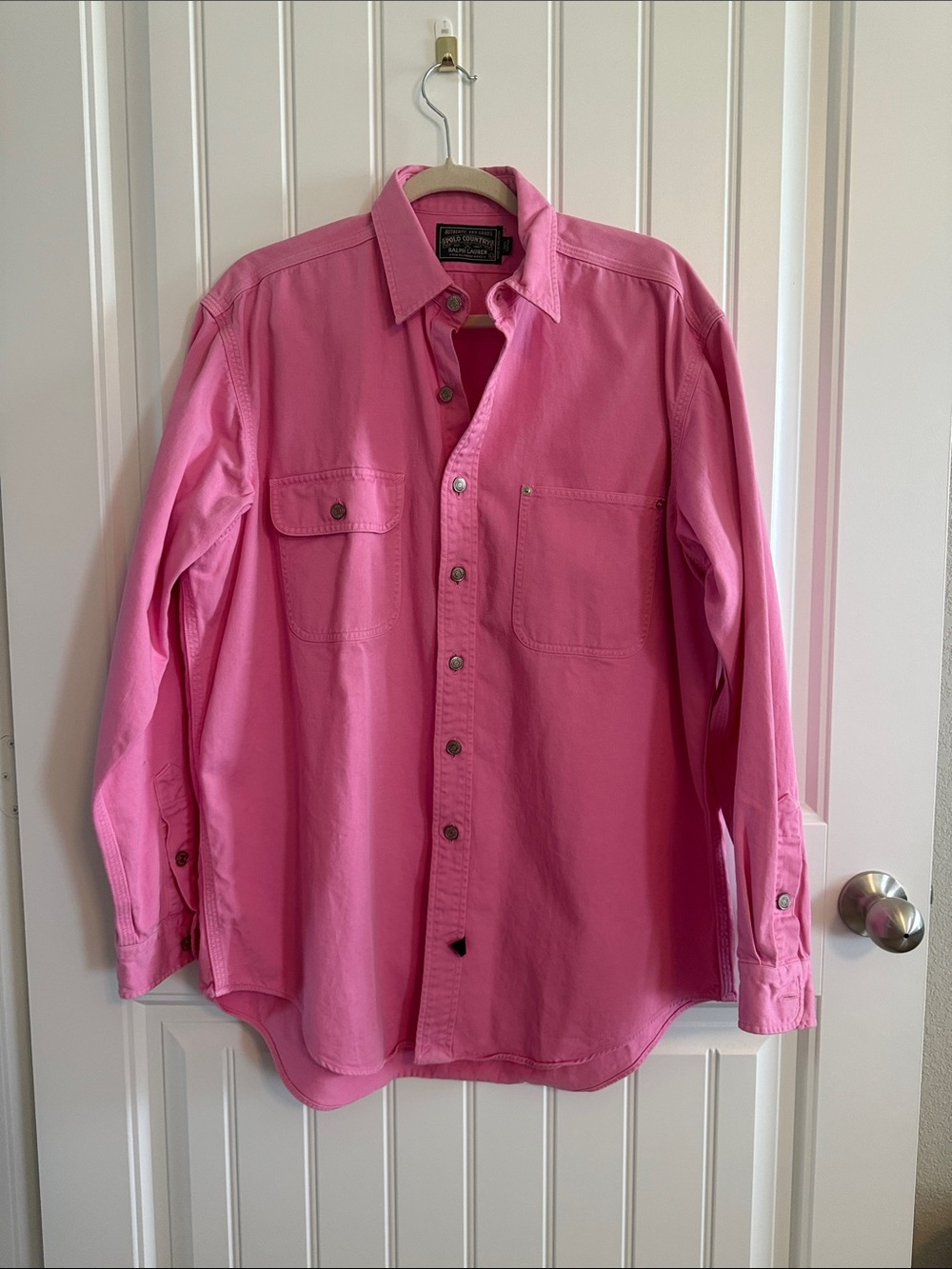 Ralph Lauren Polo Country Bright Pink Button-Down Shirt Large